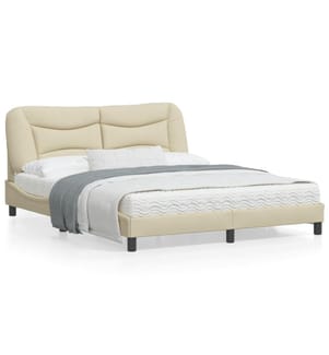 Cadre de lit avec tête de lit Crème 160 x 200 cm Tissu