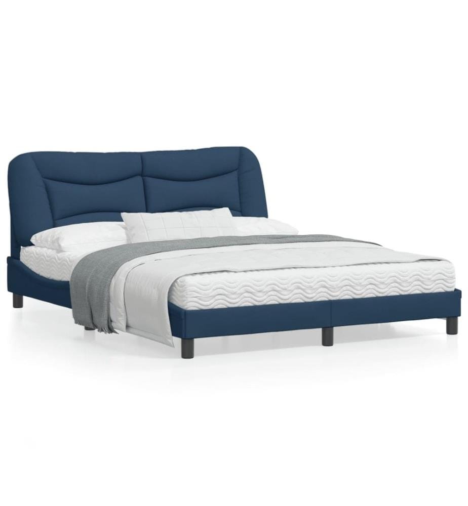 Bettgestell mit Kopfteil Blau 160x200 cm Stoff