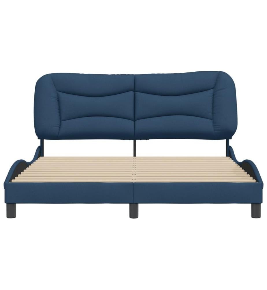 Bettgestell mit Kopfteil Blau 160x200 cm Stoff