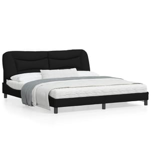 Bettgestell mit Kopfteil Schwarz 180x200 cm Stoff