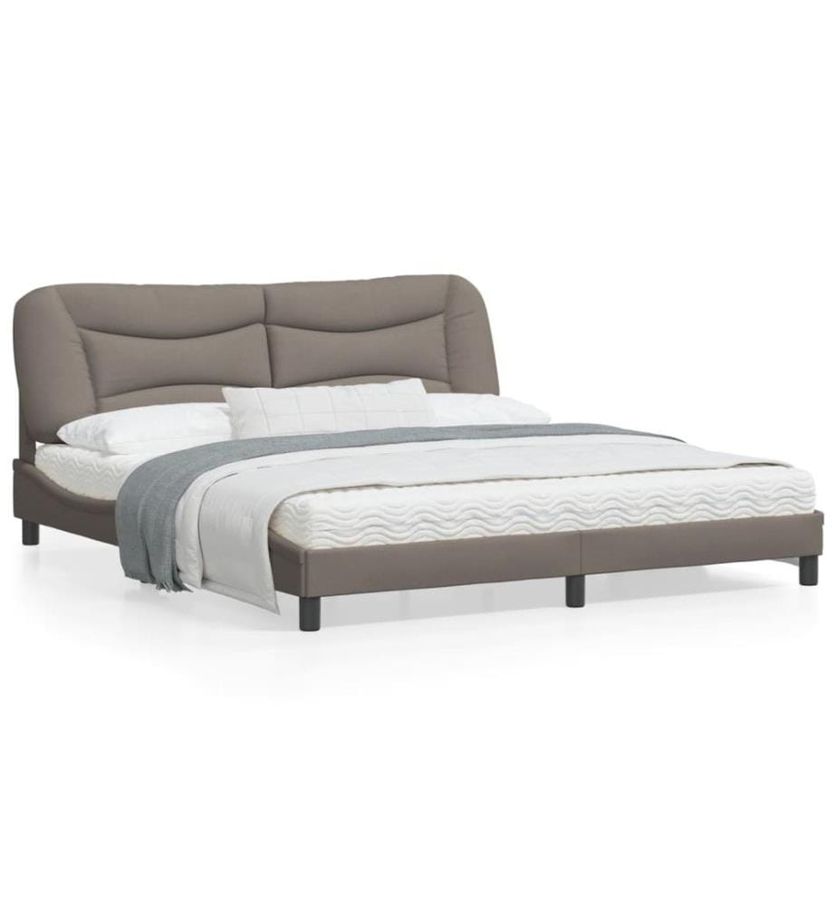 Bettgestell mit Kopfteil Taupe 180x200 cm Stoff