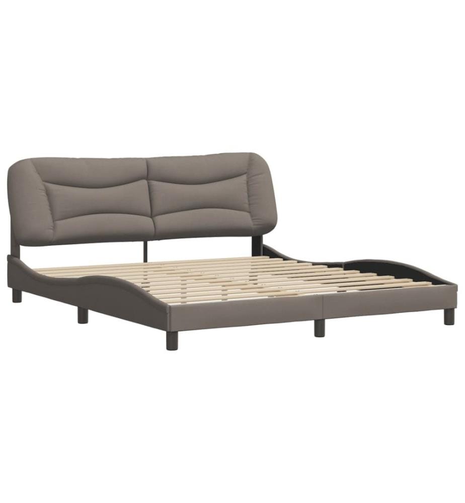 Bettgestell mit Kopfteil Taupe 180x200 cm Stoff