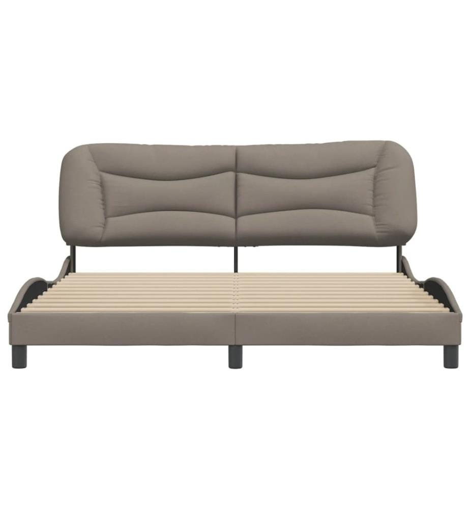 Bettgestell mit Kopfteil Taupe 180x200 cm Stoff