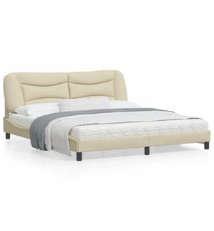 Bettgestell mit Kopfteil Creme 180x200 cm Stoff