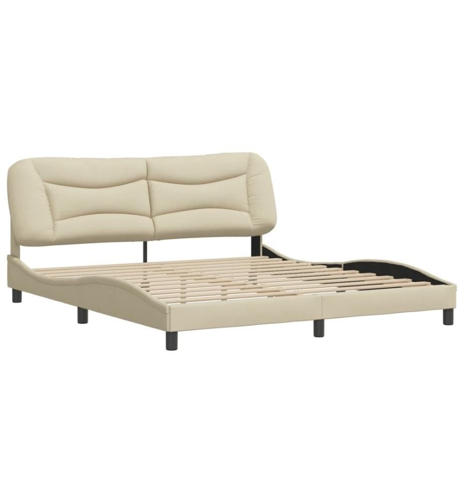 Bettgestell mit Kopfteil Creme 180x200 cm Stoff