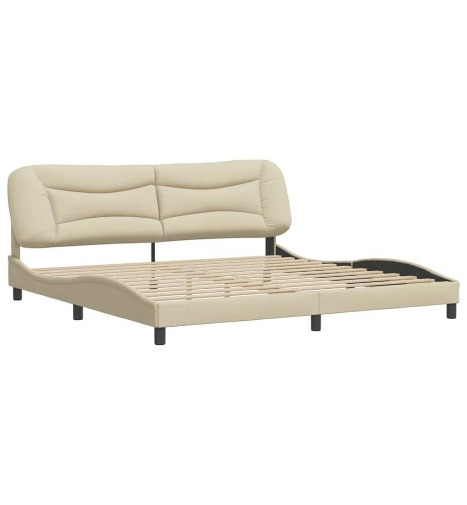 Cadre de lit avec tête de lit Crème 200 x 200 cm Tissu