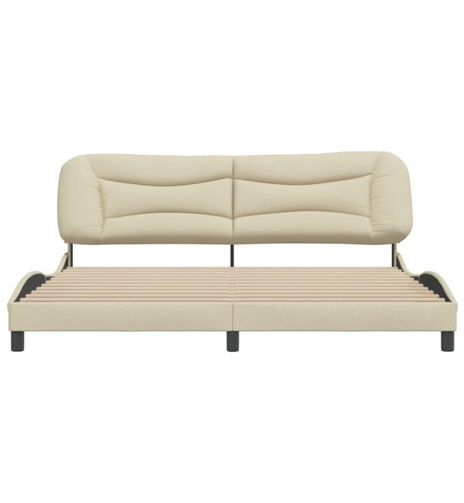Cadre de lit avec tête de lit Crème 200 x 200 cm Tissu
