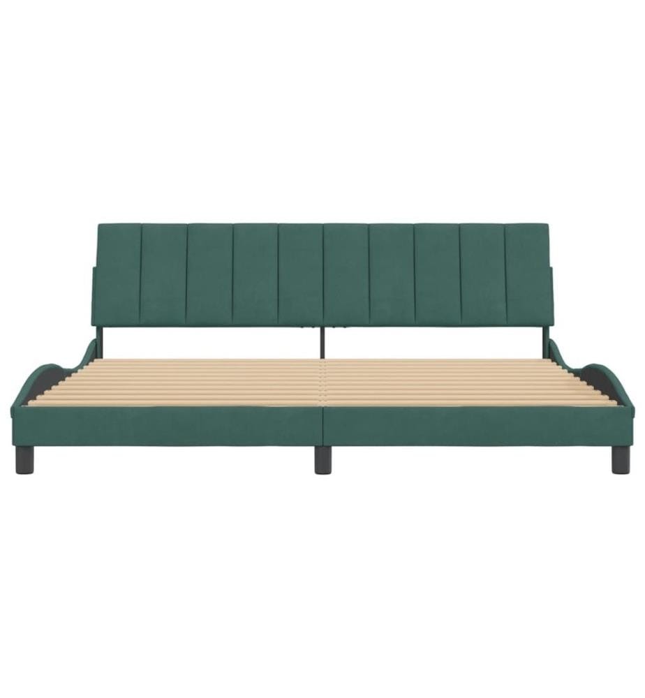 Cadre de lit avec tête de lit Vert foncé 200x200 cm Velours