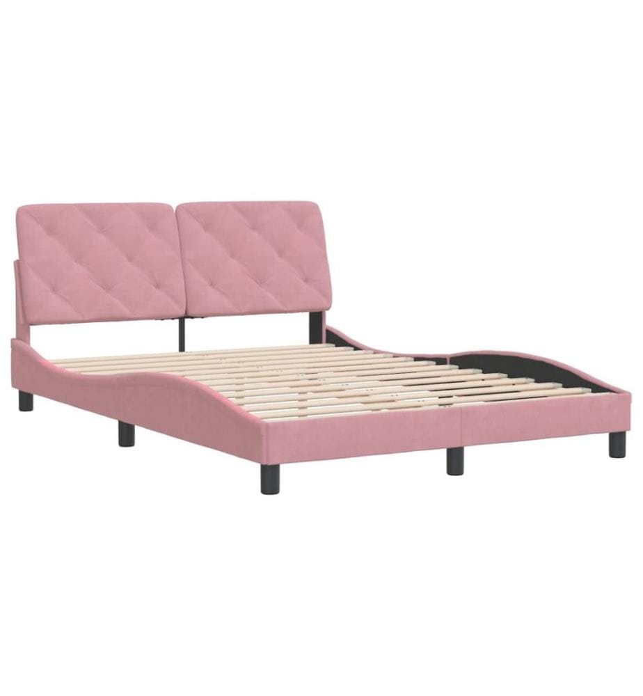 Cadre de lit avec tête de lit Rose 140x190 cm Velours