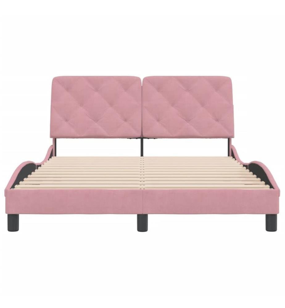 Cadre de lit avec tête de lit Rose 140x190 cm Velours