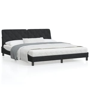 Bettgestell mit Kopfteil Schwarz 180x200 cm Samt