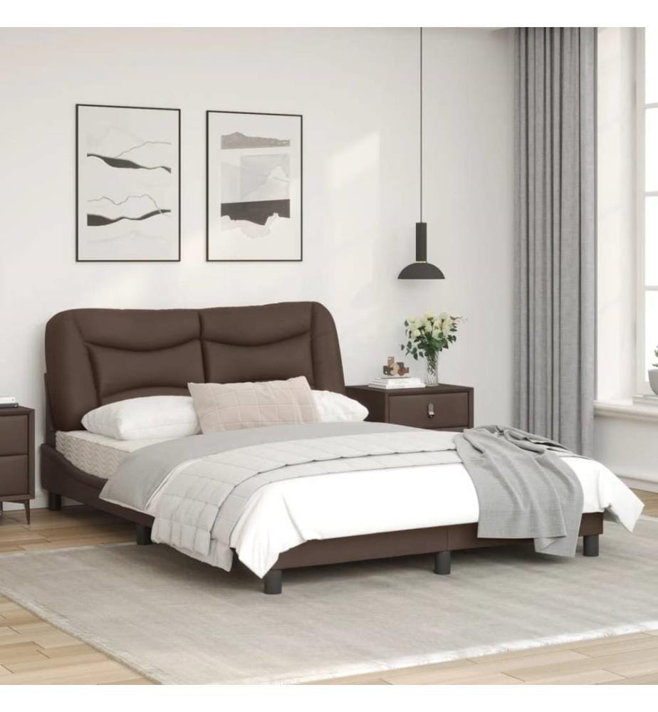 Cadre de lit avec tête de lit Marron 140x190 cm Similicuir