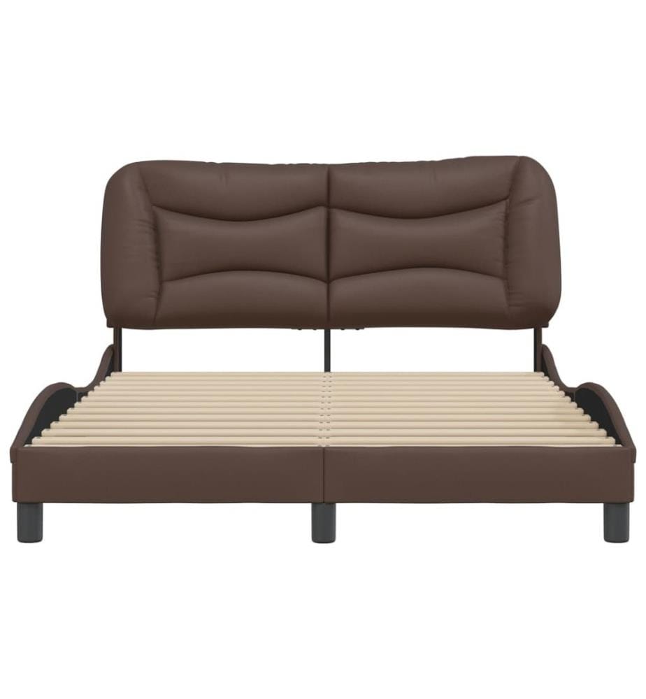 Cadre de lit avec tête de lit Marron 140x190 cm Similicuir