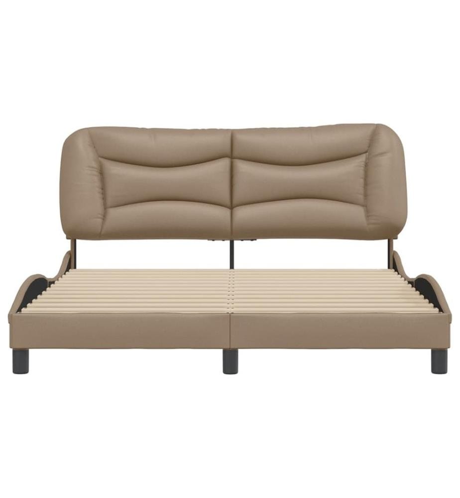 Bettgestell mit Kopfteil Cappuccino-Braun 160x200 cm Kunstleder