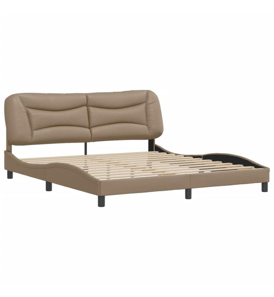 Bettgestell mit Kopfteil Cappuccino-Braun 180x200 cm Kunstleder
