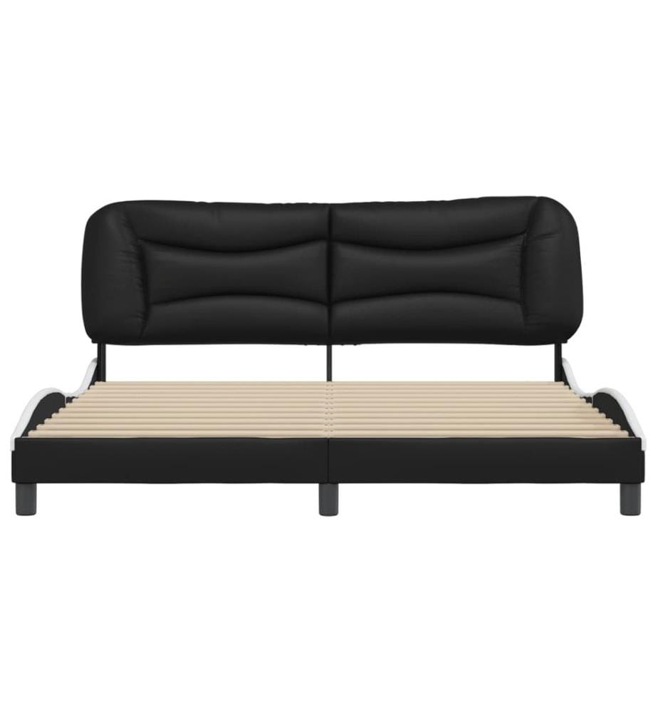 Bettgestell mit Kopfteil Schwarz und Weiss 180x200 cm Kunstleder