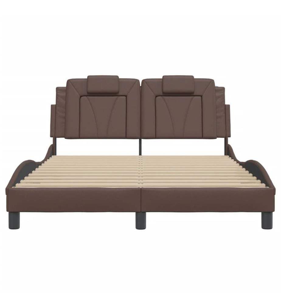 Cadre de lit avec tête de lit Marron 140x190 cm Similicuir