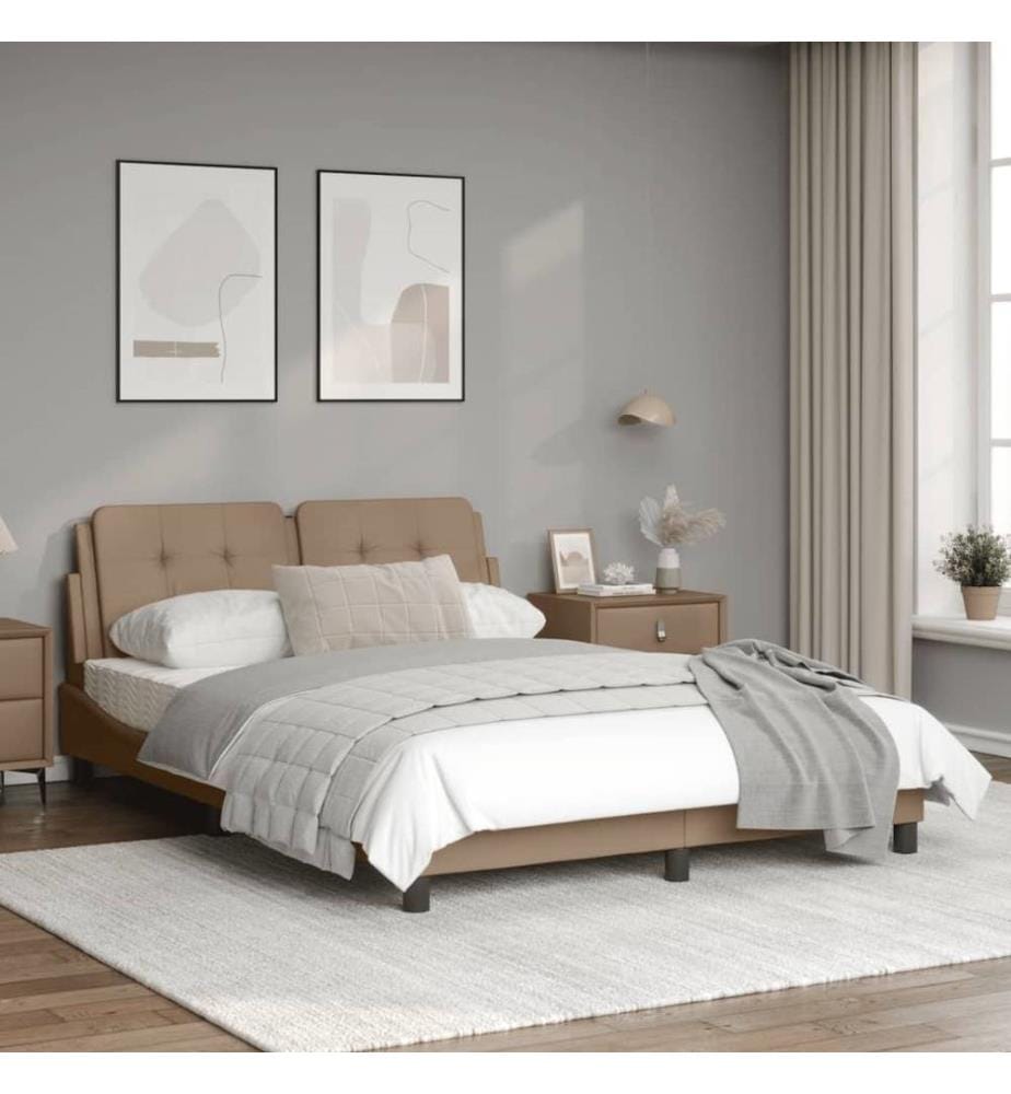 Cadre de lit avec tête de lit Cappuccino 140x190 cm Similicuir