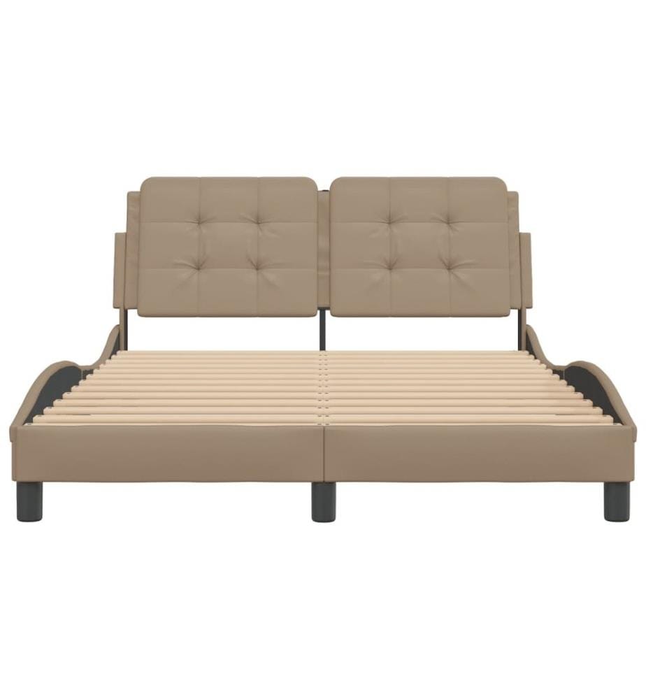 Cadre de lit avec tête de lit Cappuccino 140x190 cm Similicuir