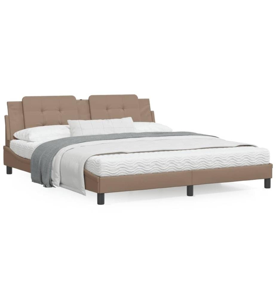 Bettgestell mit Kopfteil Cappuccino-Braun 180x200 cm Kunstleder