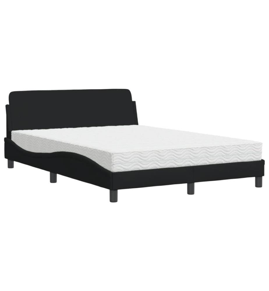 Bett mit Matratze Schwarz 140x190 cm Stoff