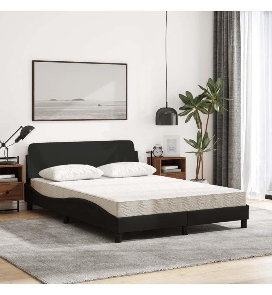 Bett mit Matratze Schwarz 140x190 cm Stoff