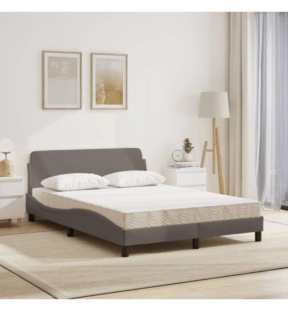Bett mit Matratze Taupe 140x200 cm Stoff