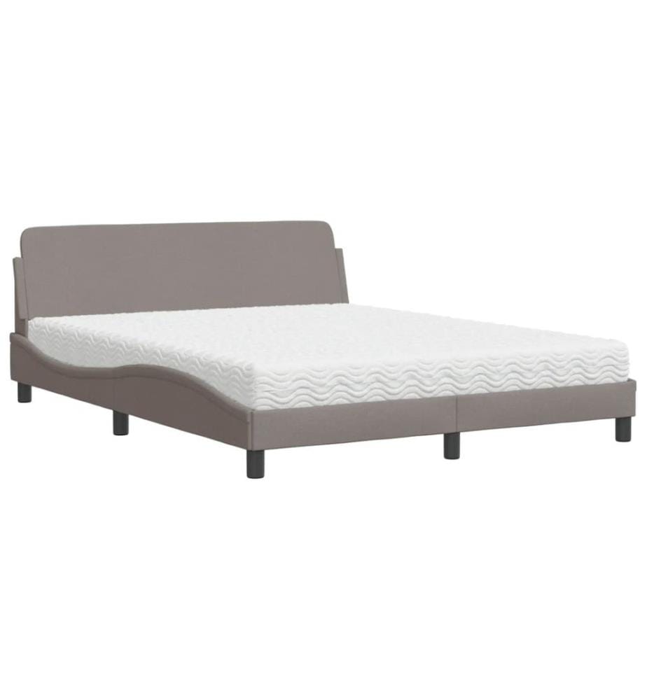 Lit avec matelas taupe 160x200 cm tissu