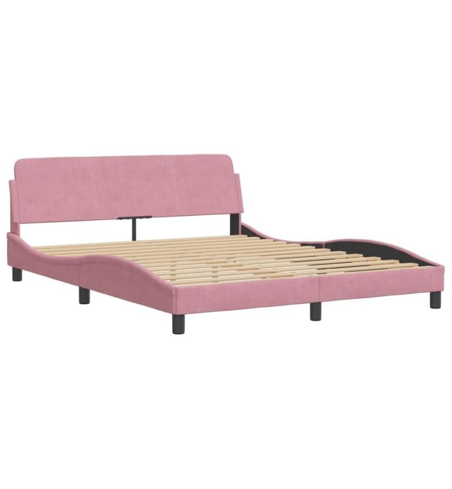 Lit avec matelas rose 160x200 cm velours