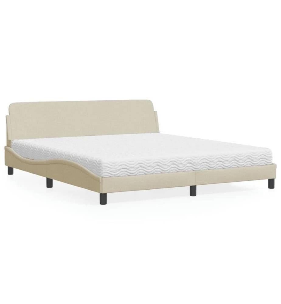 Bett mit Matratze Creme 180x200 cm Stoff
