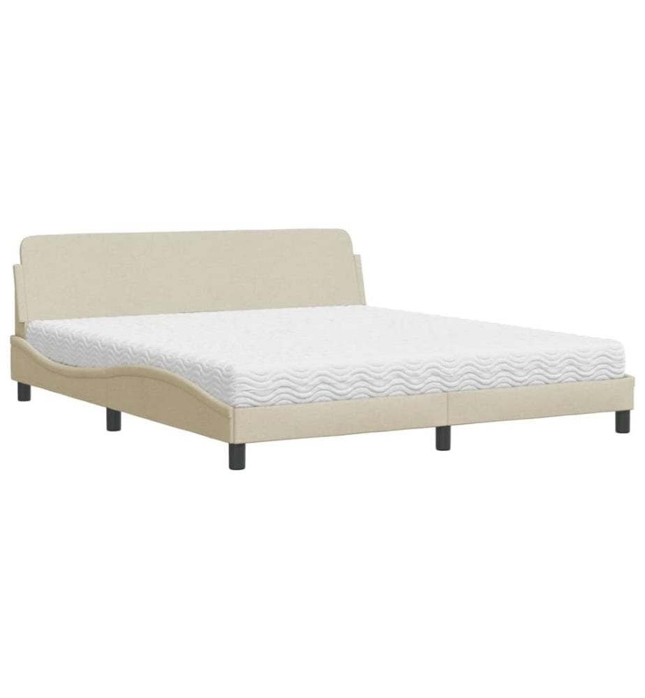 Bett mit Matratze Creme 180x200 cm Stoff