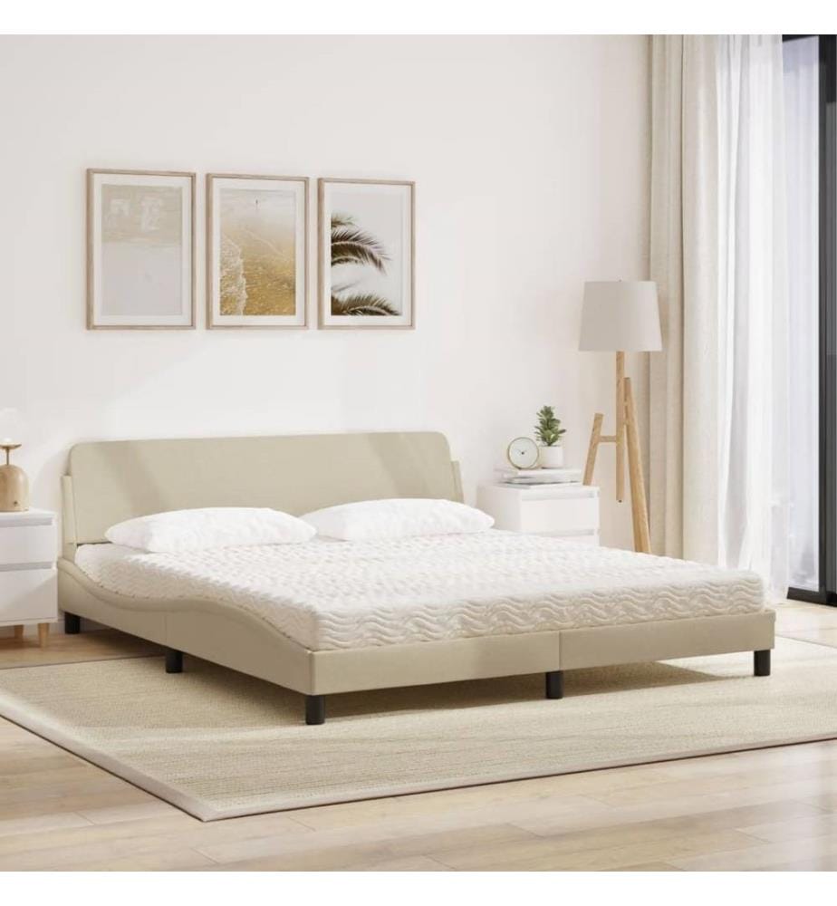 Bett mit Matratze Creme 180x200 cm Stoff