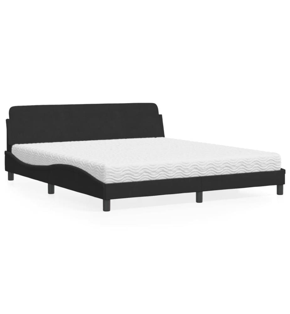 Bett mit Matratze Schwarz 180x200 cm Samt