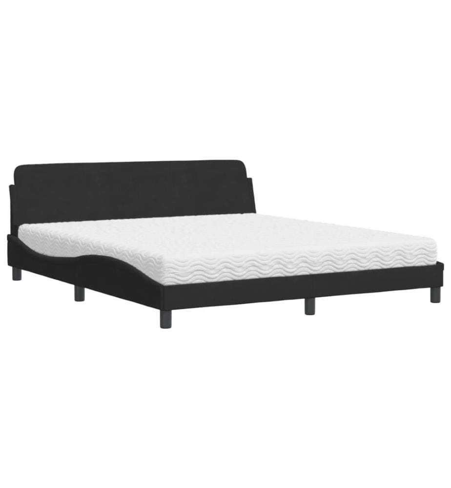 Bett mit Matratze Schwarz 180x200 cm Samt