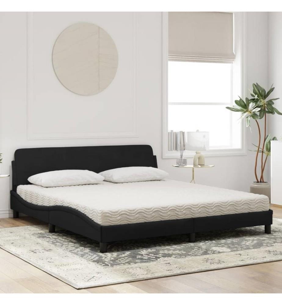 Bett mit Matratze Schwarz 180x200 cm Samt