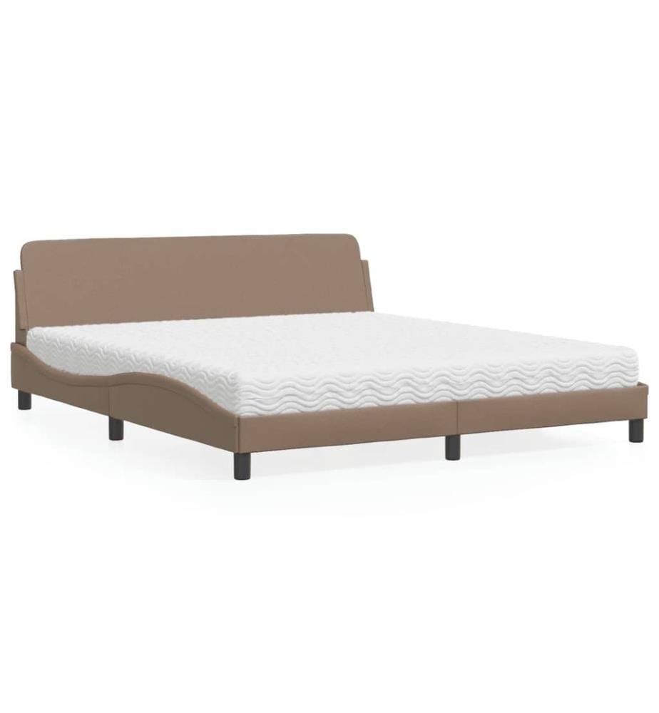 Bett mit Matratze Cappuccino-Braun 180x200 cm Kunstleder