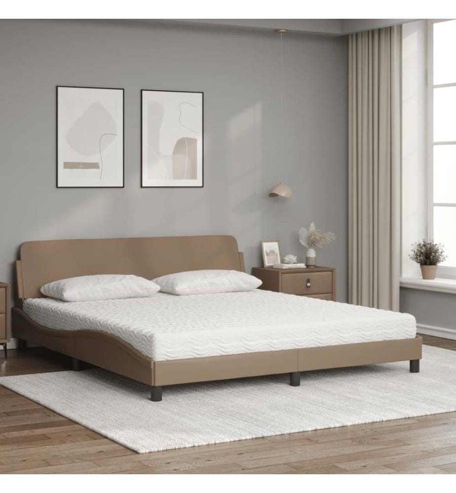 Bett mit Matratze Cappuccino-Braun 180x200 cm Kunstleder