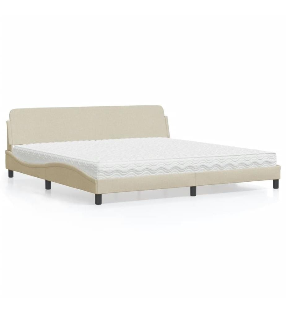 Bett mit Matratze Creme 200x200 cm Stoff