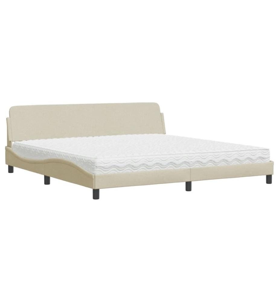 Bett mit Matratze Creme 200x200 cm Stoff