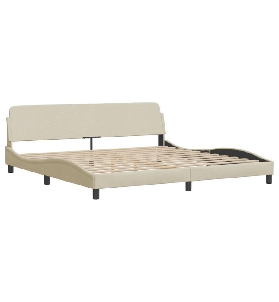 Bett mit Matratze Creme 200x200 cm Stoff