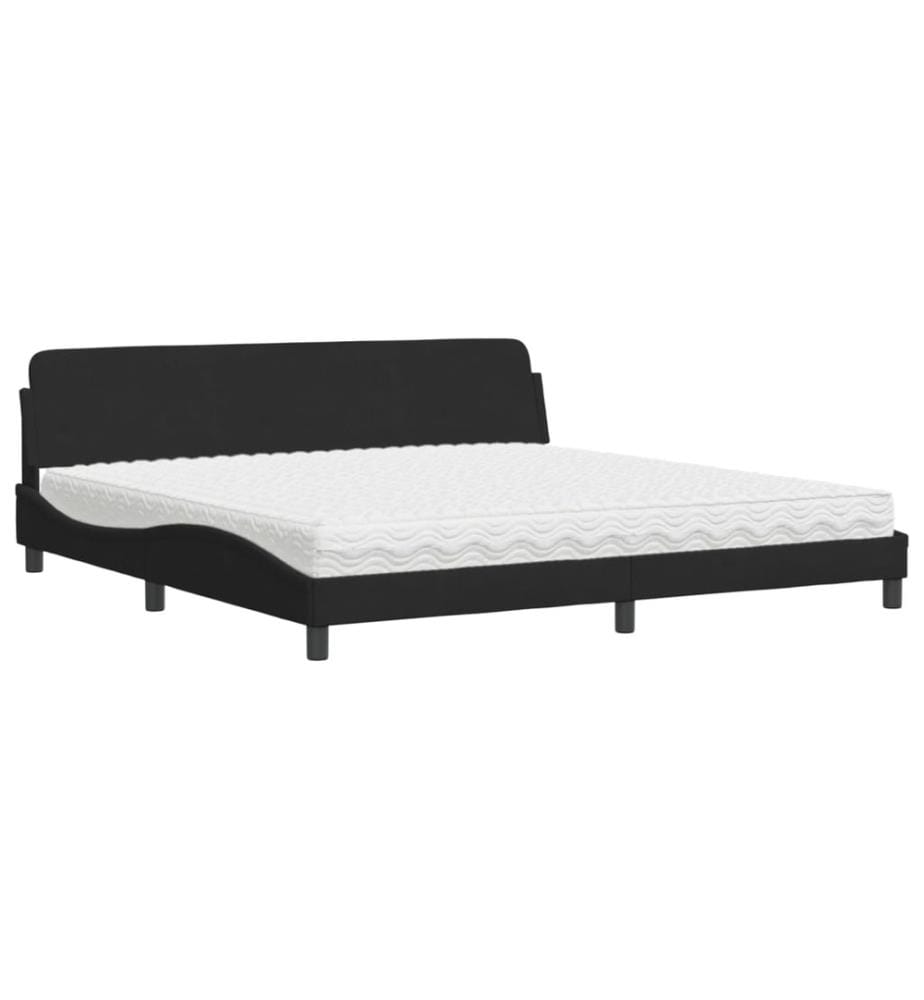 Bett mit Matratze Schwarz 200x200 cm Samt