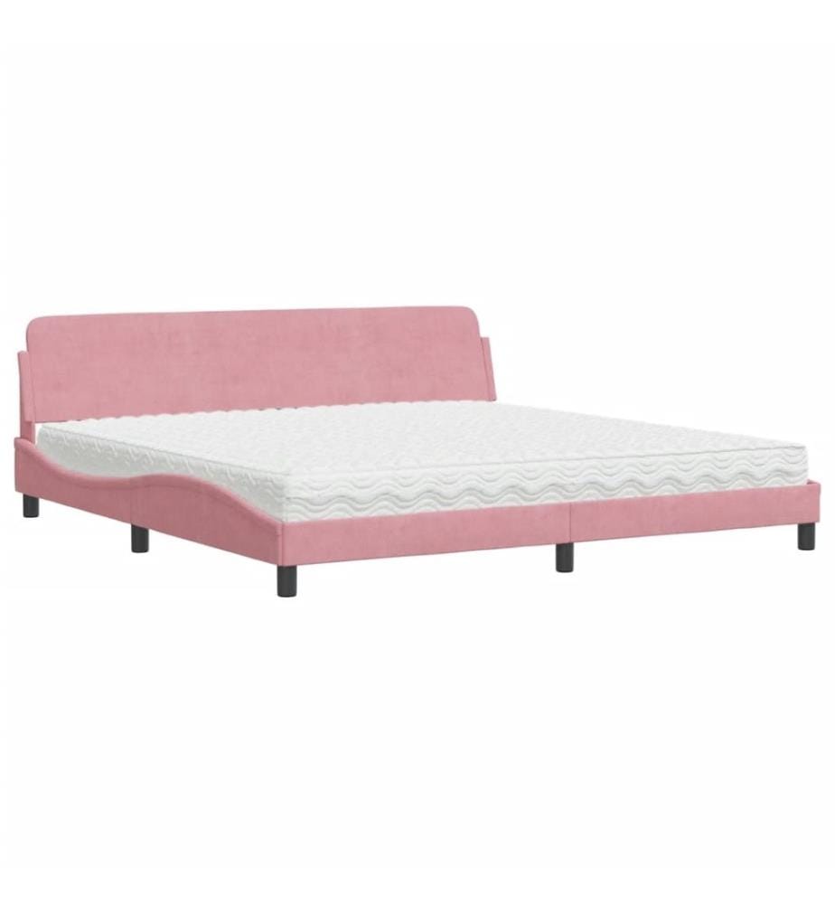 Bett mit Matratze Rosa 200x200 cm Samt