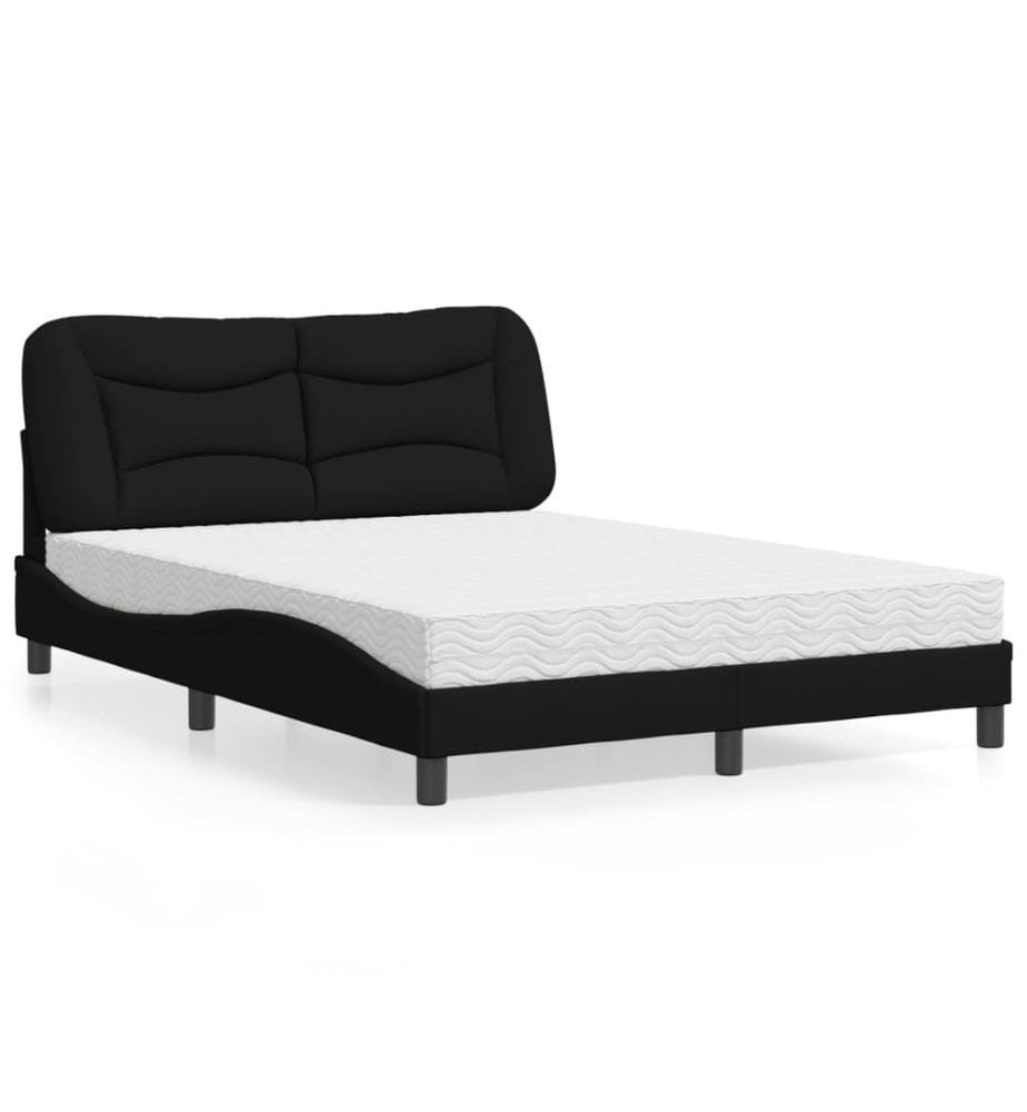 Bett mit Matratze Schwarz 140x190 cm Stoff