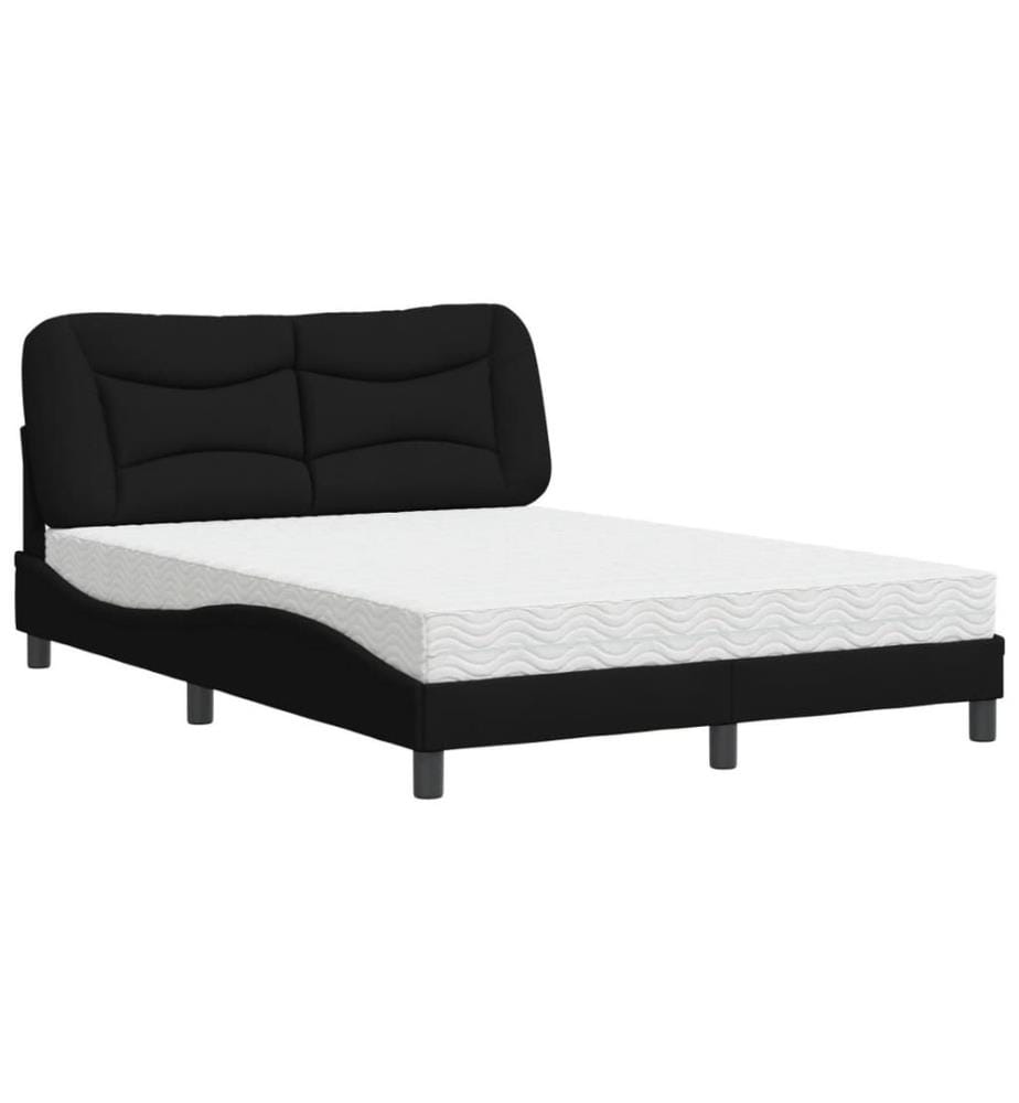 Bett mit Matratze Schwarz 140x190 cm Stoff
