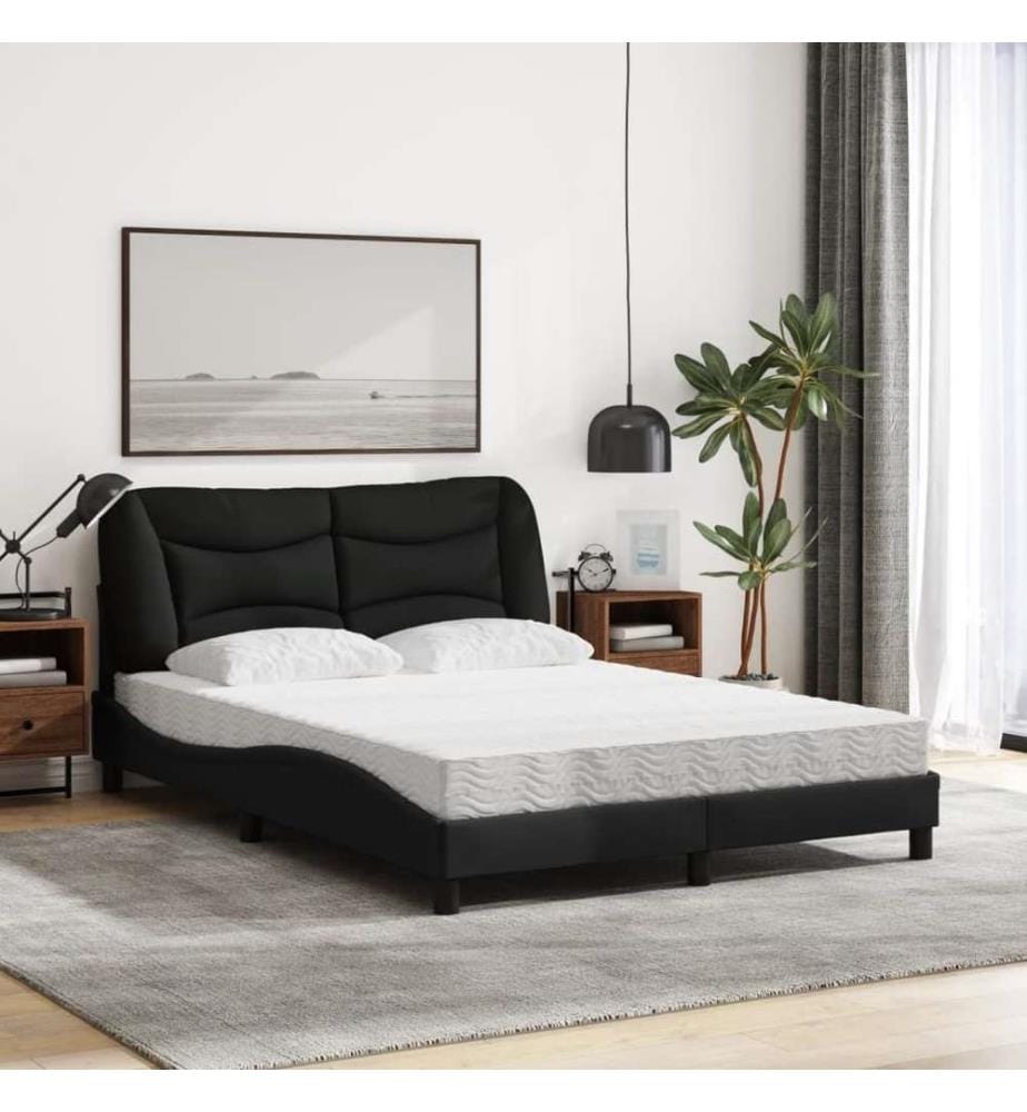 Bett mit Matratze Schwarz 140x190 cm Stoff
