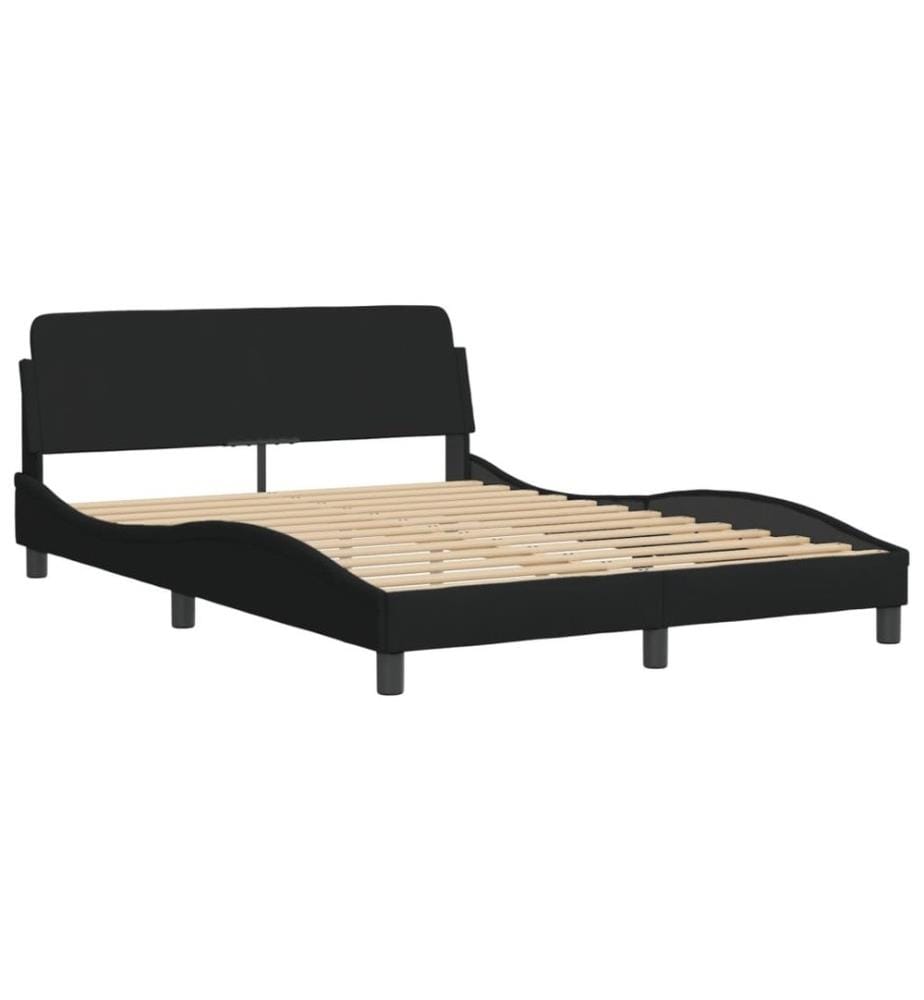 Bett mit Matratze Schwarz 140x190 cm Stoff