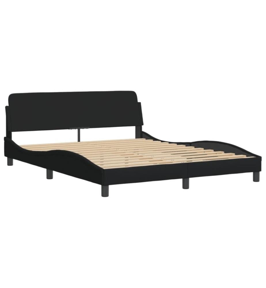 Bett mit Matratze Schwarz 160x200 cm Stoff