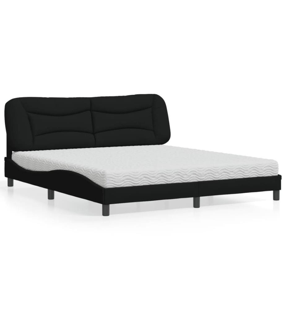 Bett mit Matratze Schwarz 180x200 cm Stoff