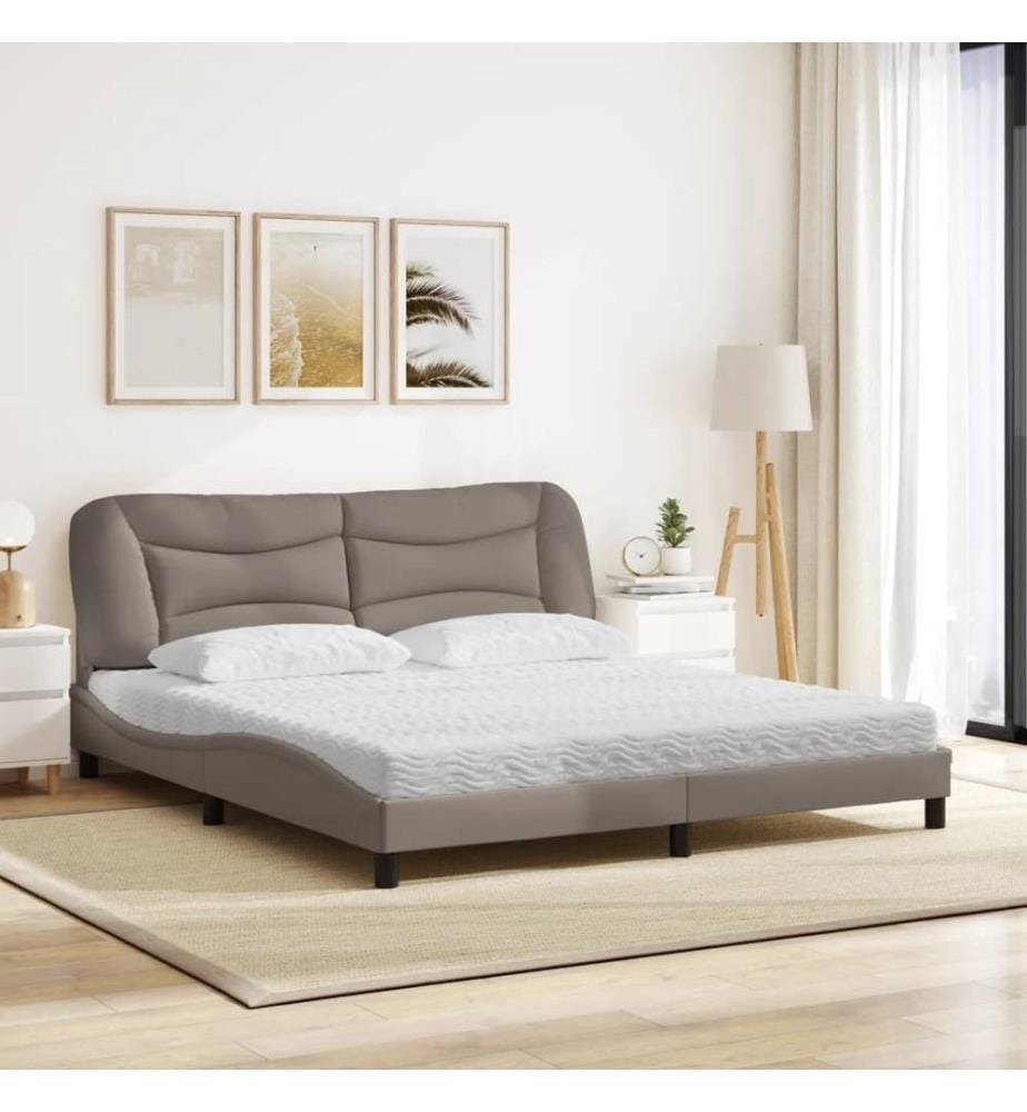 Bett mit Matratze Taupe 180x200 cm Stoff
