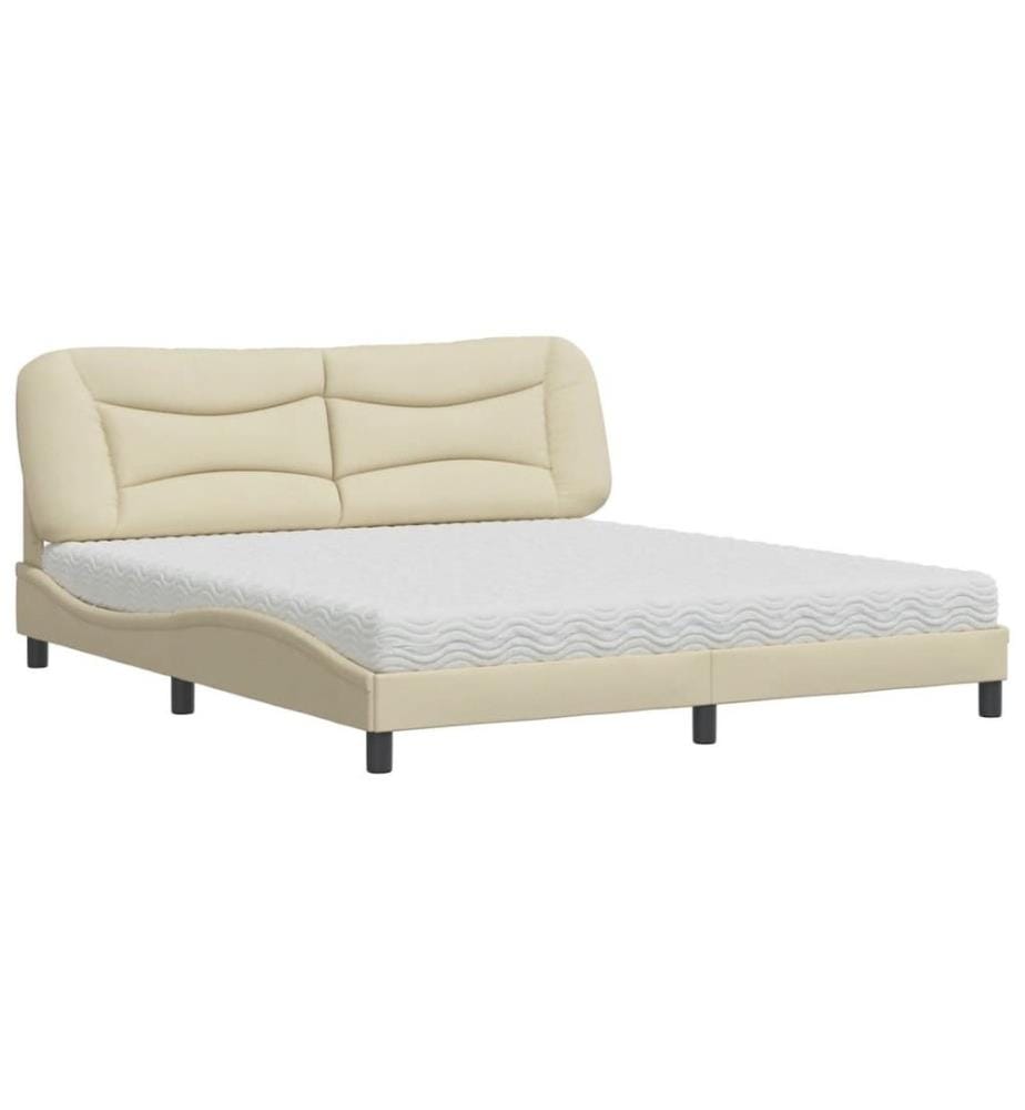 Bett mit Matratze Creme 180x200 cm Stoff